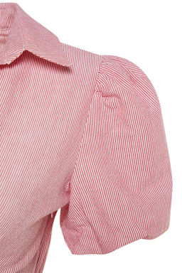 Pembe Cizgili Kruvaze Yaka Midi Dokuma Elbise TWOSS23EL02233