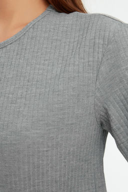 Trendyolmilla Gri Fitilli Sortlu Orme Pijama Tak?m? THMSS21PT1101 фото 12