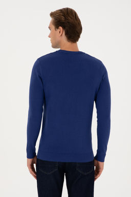 Erkek Slim Fit Bisiklet Yaka _ndigo Basic Kazak - U.s. polo assn фото 5