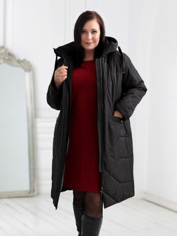24418 Пальто черный - Dizzyway фото 2