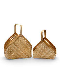 Корзина плетёная для хранения Lon, с ручкой, ива, цвет натуральный, набор 2 шт.