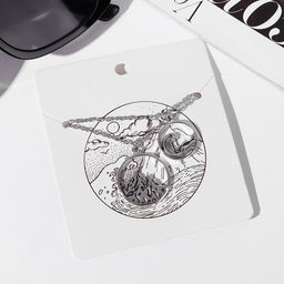 Кулоны парные «Горы и море», 45 см, цвет чернёное серебро