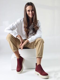 Ботинки 308.агатаw. бордо замша/Байка