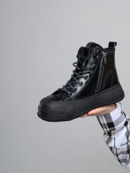 Ботинки 217.PODYUM151bl.Черный/байка