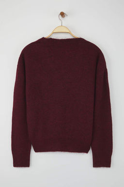 Wardrobe Essentials Bordo Yunlu Genis Kal?p V Yaka Triko H?rka | TWOAW26HI00083