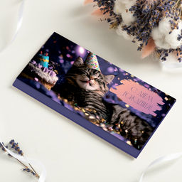 Конверт для денег "С днём рождения! (кот с тортом)"