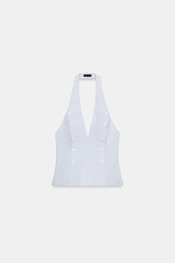 TOP HALTER BOTONES / Azul / Blanco - Zara фото 3
