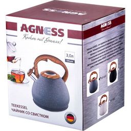 ЧАЙНИК AGNESS СО СВИСТКОМ 3,0 Л ТЕРМОАККУМУЛИРУЮЩЕЕ ДНО, ИНДУКЦИЯ