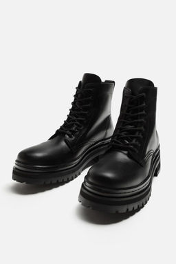 LEATHER LACE-UP BOOTS - Zara фото 5