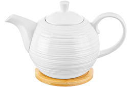 Чайник 900 мл 22,5*13*14 см "Шелк" на деревянной подставке