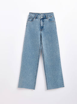 CONTE CON-637 Широкие джинсы wide leg с необработанным краем light blue