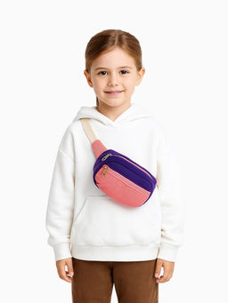 Сумка детская поясная на молнии, наружный карман, розовая, фиолетовая
