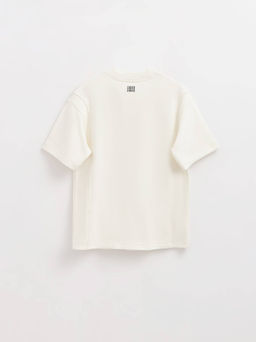 CONTE Удлиненная футболка из футера с фактурными вставками по бокам LD 2576 off-white