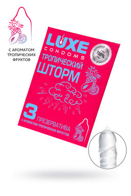Презервативы Luxe, конверт Тропический шторм, латекс, тропические фрукты, 18 см, 5,2 см, 3 шт.