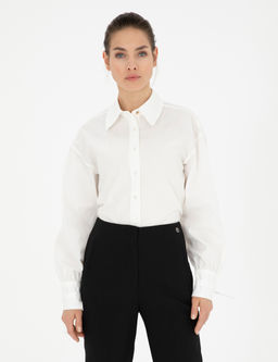 Beyaz Comfort Fit Uzun Kollu G_mlek