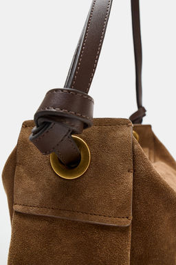 BOLSO DE MANO PIEL ALARGADO / ARENA/MARR?N - Zara фото 7