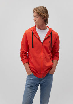 Mavi Logolu Fermuarl? K?rm?z? Sweatshirt