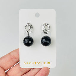 Серьги из черного Агата