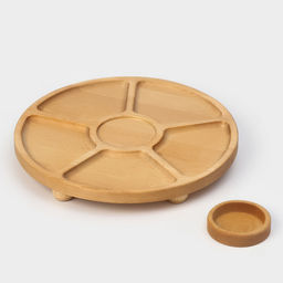 Менажница деревянная Adelica Фортуна, на ножках с соусницей, d=30 см, 70 мл, берёза фото 3