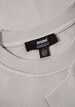 Dikis Detayl? Gri Basic Sweatshirt - Mavi фото 6