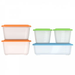 Контейнер для продуктов Гурман-2 набор 5шт: 0,56л 2шт, 1,5л 2шт, 2,7л, полипропилен, подходит для СВЧ и заморозки (Россия) - Домашняя мода фото 2