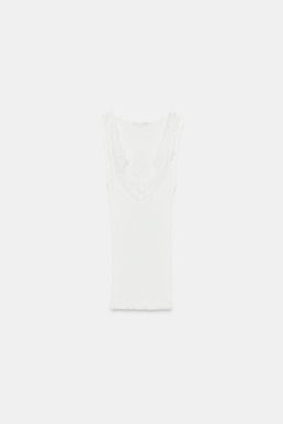 LACE RIBBED T-SHIRT - Zara фото 27