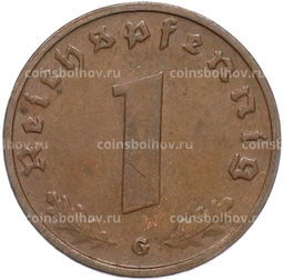 Монета 1 рейхспфенниг 1938 года G Германия