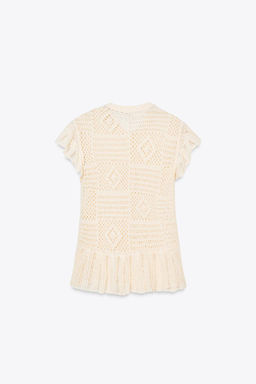 POINTELLE KNIT CARDIGAN WITH RUFFLES - Zara фото 5