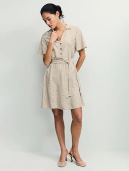 Платье с поясом и цветочным принтом / Zarina  фото 3