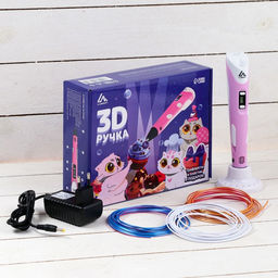 3D ручка Luazon, дисплей, работа с пластиком ABS и PLA, пластик в комплекте, розовая - Luazon home фото 2