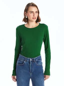 Bisiklet Yaka D?z Uzun Kollu Kad?n Body