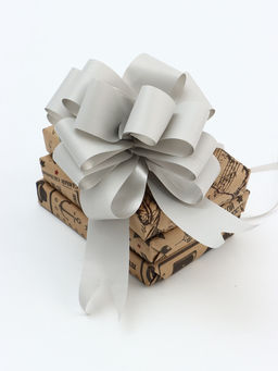 Цена за 20 шт. Подарочный бант - шар №4.5, серебро, для упаковки подарков