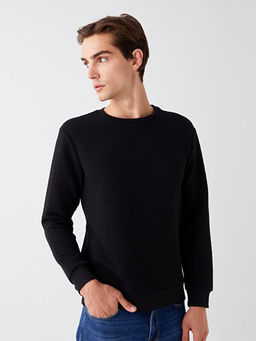 Bisiklet Yaka Uzun Kollu Erkek Sweatshirt