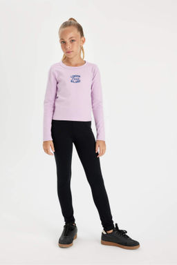 K?z Cocuk Uzun Boy Siyah Basic Duz Tayt - Defacto фото 2