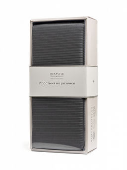 Проcтыня натяжная сатин-страйп 90x200+25 темно-серый сатин - Denastia фото 5