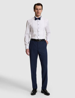 Beyaz Slim Fit _n_ Pliseli Duble Man_et Pamuk Kar___ml_ Smokin G_mlek