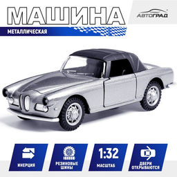 Машинка металлическая Ретро, 1:32, инерционная, открываются двери, цвет серый