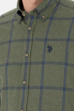 Мужская рубашка цвета хаки с длинным рукавом - U.s. polo assn фото 14