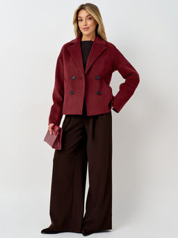 Пальто женское демисезонное 27332 (вино ворсовый)