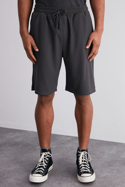 Fume Oversize/Genis Kesim Dokulu K?r?smaz Ottoman Sort TMNSS24SR00037