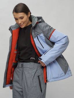 Горнолыжный костюм женский большого размера фиолетового цвета 02272-3F