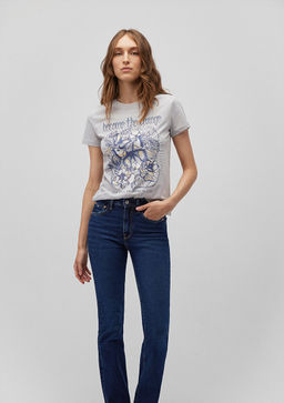 Kelebek Bask?l? Gri Tisort