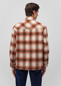 Kareli Kahverengi Gomlek - Mavi фото 4