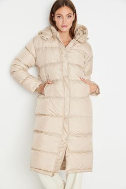 TRENDYOLMILLA Bej Kapusonlu Su Itici Uzun Sisme Mont TWOAW23MO00154  фото 10