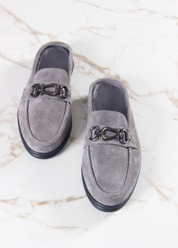 Сабо лоферы 1080.2614bl. серый замок замша