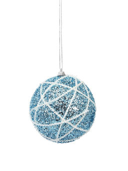 Цена за 2 шт. Ёлочный шар новогодний d=10 см Карнавал гламур, серебристо-синий - Зимнее волшебство фото 2