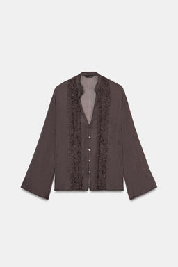 BLUSA VOLANTES / Marr?n oscuro - Zara фото 6