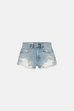 SHORTS DENIM TRF TIRO ALTO ROTOS / Azul - Zara фото 7
