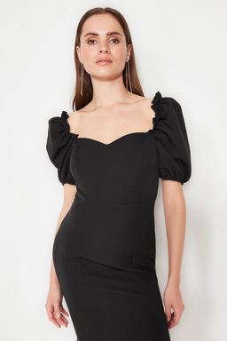 Siyah Yaka Detayl? Dokuma S?k Abiye Gece Mezuniyet Elbisesi TPRSS21EL0053