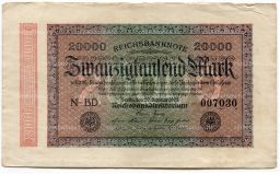 Банкнота 20000 марок 1923 года Германия